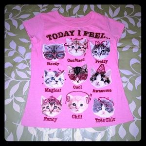 Girls pink Today I feel cat emoji shirt